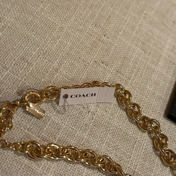 Coach Gold tone Chain Necklace with Padlock Pendant , Coach gold tone earrings. - Picture 4 of 12